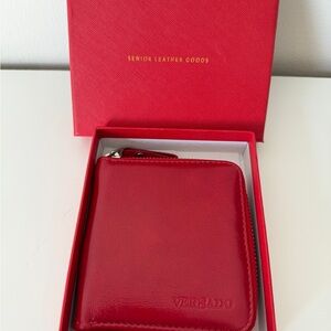 Red Leather Wallet & Card Holder